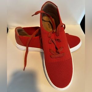 Red Woven Fabric Sneakers